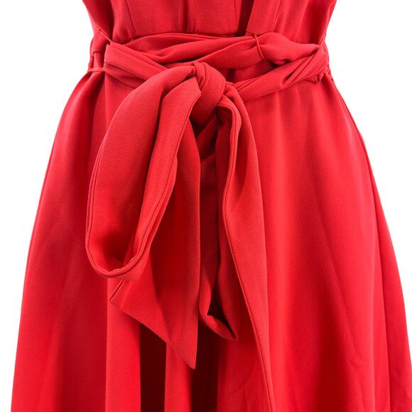 Tahari Red Crepe Knit Twist Halter Neck Cocktail Party Dress Women Sz 2 - Picture 6 of 12